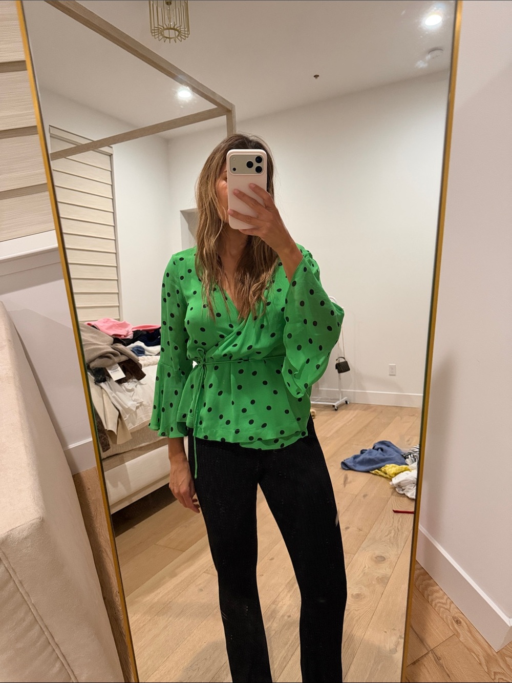 Ganni Polka Dot Wrap Blouse - Women